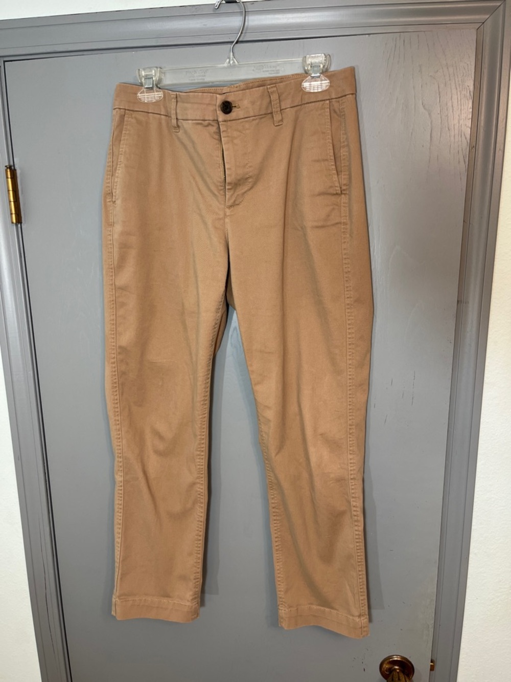 J. Crew Stretch Chino Pants Size 8 Khaki Tan Mid Rise Straight Leg Casual
